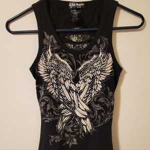 Los Angeles Bus Stop rhinestone tank top